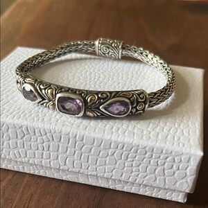 Estate Bracelet Sterling & 18K Yellow Gold Marked DS 925 18K ID.